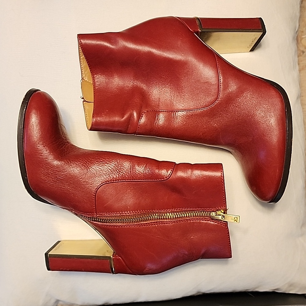 Calvin Klein Red Ankle Boots 7.5